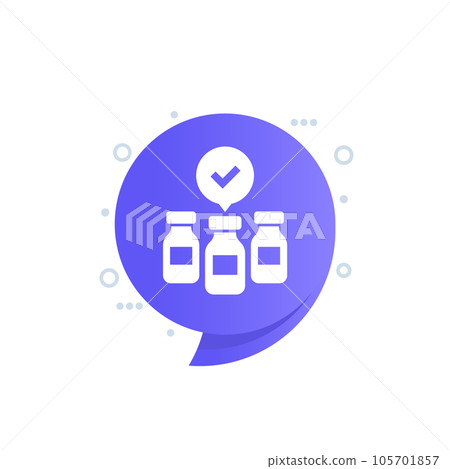 Vaccine supply icon with bottles, vector Vaccine supply icon with bottles, vector 105701857
