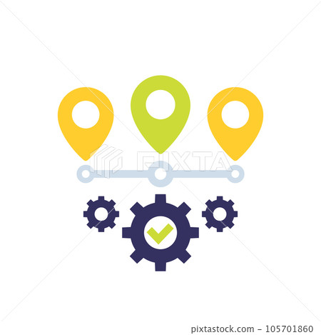 logistics optimization icon, flat vector 105701860