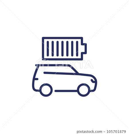 car and a full battery line icon with suv 105701879