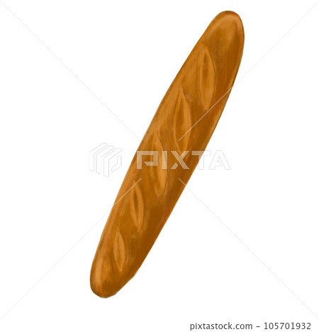 Fresh baguette, french bread. Hand watercolor painting isolated on white background. Fresh bread illustration for bakery, cafe, logo, pastry business Fresh baguette, french bread. Hand watercolor painting isolated on white background. Fresh bread illustration for bakery, cafe, logo, pastry business 105701932