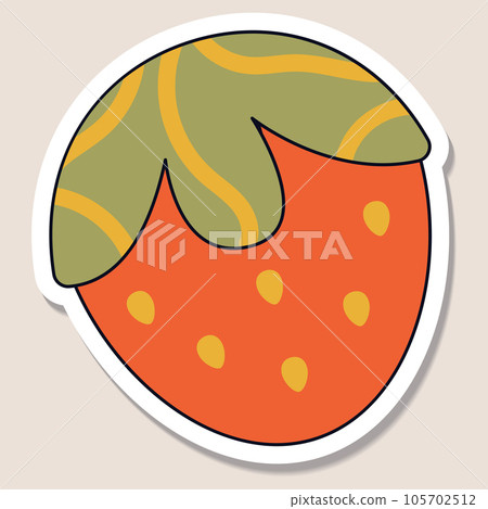 Retro,vintage sticker.bright groovy print 70s.Card 2000.Y2k.Vector flat illustration. Retro,vintage sticker.bright groovy print 70s.Card 2000.Y2k.Vector flat illustration. 105702512