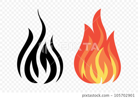 Flat Vector Fire Flame Icon Set. Campfire Shape Sign, Isolated. Bonfire Collection. Vector Illustration Flat Vector Fire Flame Icon Set. Campfire Shape Sign, Isolated. Bonfire Collection. Vector Illustration 105702901