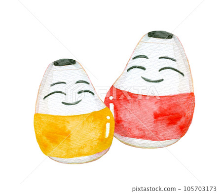 Okiagari Koboshi watercolor illustration Okiagari Koboshi watercolor illustration 105703173