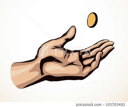 Vector drawing. The hand draws lots Vector drawing. The hand draws lots 105703492