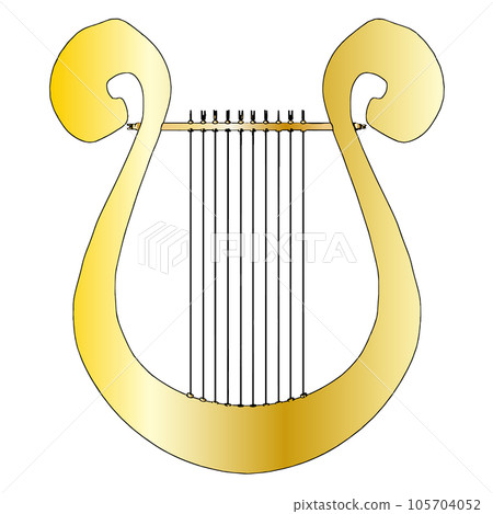 Golden harp illustration material 105704052
