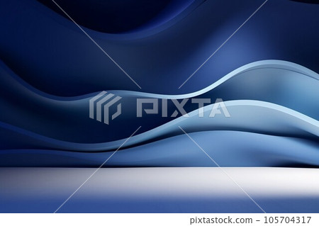 3D style background. Abstract space with curved walls in deep blue and light blue. AI generated image 3D style background. Abstract space with curved walls in deep blue and light blue. AI generated image 105704317