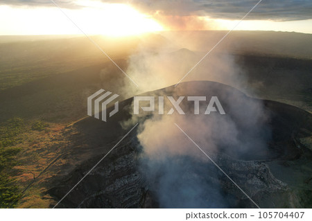 Panorama  of Masaya volcano crater 105704407