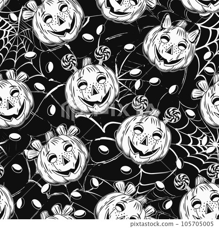 Pattern with candy corn, pumpkins like kids Pattern with candy corn, pumpkins like kids 105705005