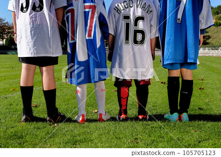 Young children wearing Football or Soccer kit Young children wearing Football or Soccer kit 105705123
