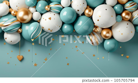 Balloon garland decoration elements. Frame arch for wedding, birthday, baby shower celebration. Generative AI 105705794