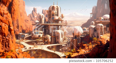 colony on Mars where people live and adapt to new conditions. colony on Mars where people live and adapt to new conditions. 105706252