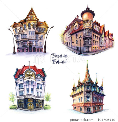 Watercolor sketches of Poznan, Poland Watercolor sketches of Poznan, Poland 105706540
