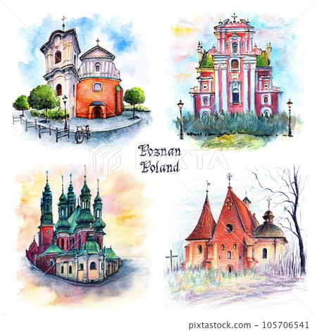 Watercolor sketches of Poznan, Poland Watercolor sketches of Poznan, Poland 105706541