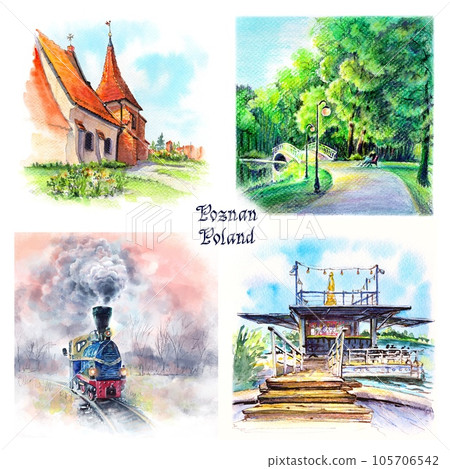 Watercolor sketches of Poznan, Poland Watercolor sketches of Poznan, Poland 105706542