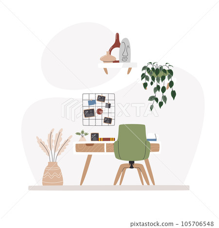 Study space with organizer grid and home decor Study space with organizer grid and home decor 105706548