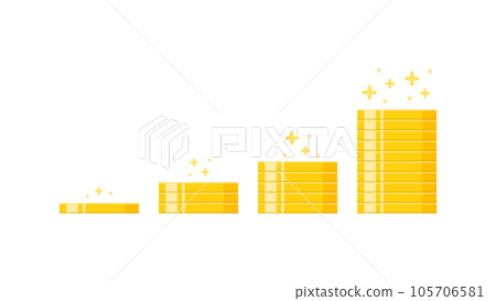 Glittering piled up coins that increase to the right - material for the image of increasing money, savings, and profits Glittering piled up coins that increase to the right - material for the image of increasing money, savings, and profits 105706581