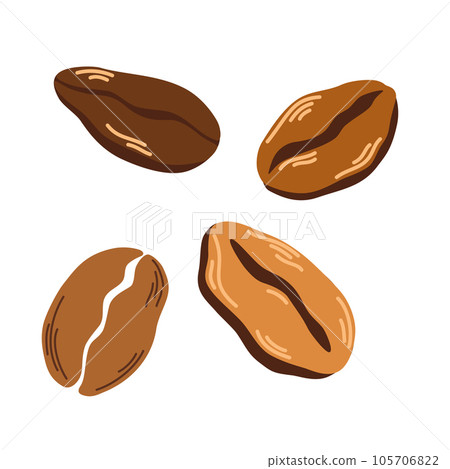 Coffee beans set. Perfect for logo, poster, menu. Hand drawn vector illustration 105706822