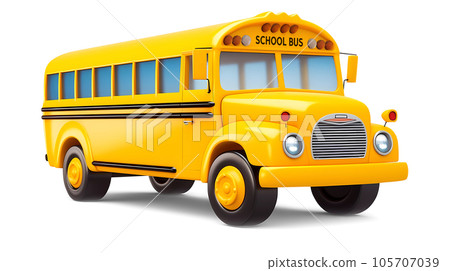 Yellow School Bus 3D Cartoon-Style 105707039