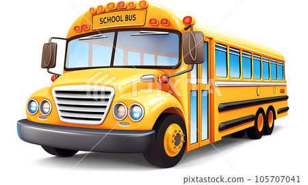 Yellow School Bus 3D Cartoon-Style 105707041