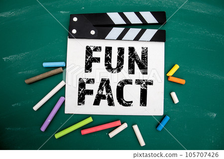 Fun Fact Concept. Colored pieces of chalk on a green chalkboard background 105707426