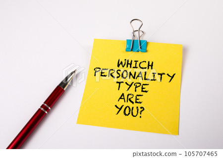 Which Personality Type Are You. Yellow notepad on a white background 105707465