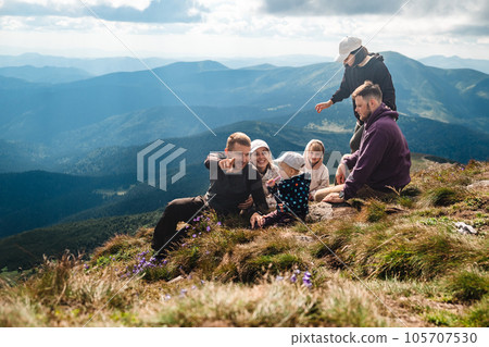 A group of friends in the mountains A group of friends in the mountains 105707530