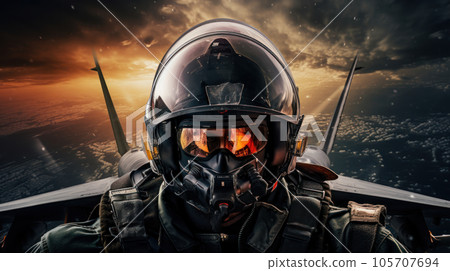 The Fighter Pilot wearing masked in plane The Fighter Pilot wearing masked in plane 105707694