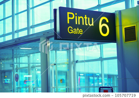 Gate 6 signage of Kualanamu International Airport, Medan, Indonesia. Gate 6 signage of Kualanamu International Airport, Medan, Indonesia. 105707719