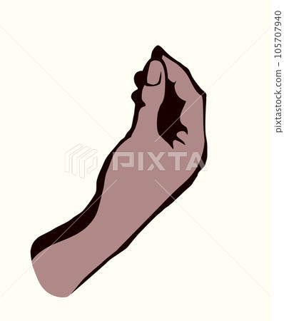A hand is holding a pinch of salt. Vector drawing A hand is holding a pinch of salt. Vector drawing 105707940