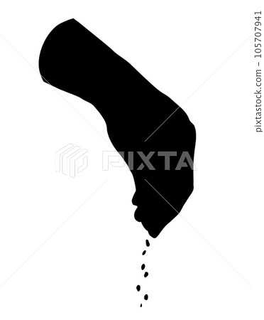A hand is holding a pinch of salt. Vector drawing A hand is holding a pinch of salt. Vector drawing 105707941
