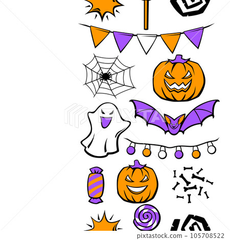 Happy Halloween pattern. Holiday background with celebration items. 105708522