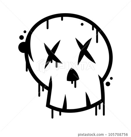 Black Skull Graffiti as Street Wall Painting Art Vector Illustration 105708756