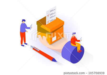 Election and voting concept in 3d isometric... - Stock Illustration ...