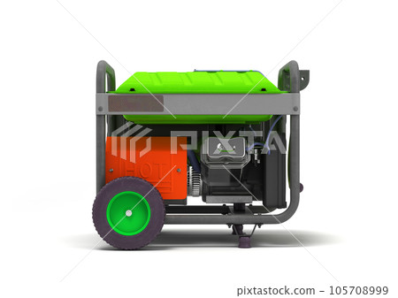 Modern compact electrical generator perspective back side view 3d render on white 105708999