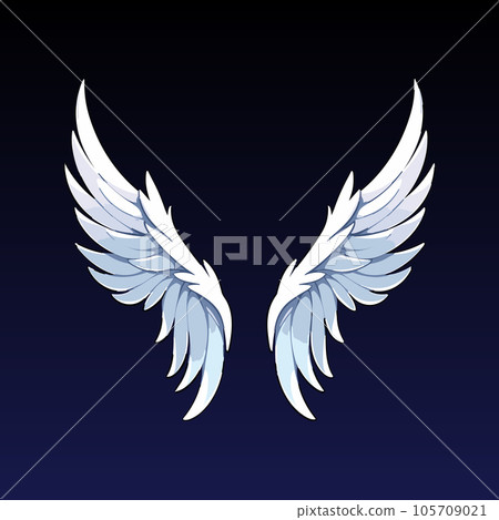 Angel wings isolated on dark background. 3D bird wings design template. Vector illustration EPS10 Angel wings isolated on dark background. 3D bird wings design template. Vector illustration EPS10 105709021