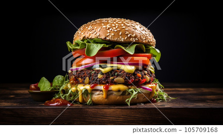 Vegan lentil burger 105709168