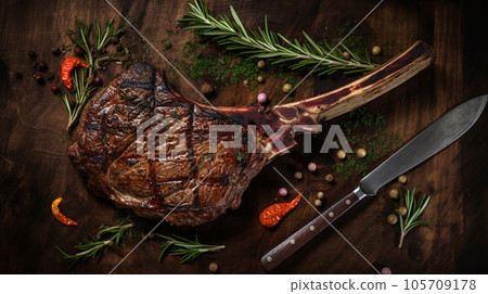 Grilled juicy tomahawk steak 105709178