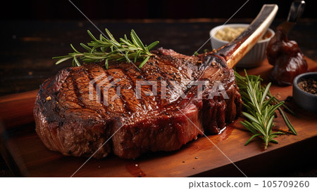 Grilled juicy tomahawk steak Grilled juicy tomahawk steak 105709260