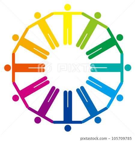Pictograms of people holding hands in a circular shape Color wheel infographics 12 colors Pictograms of people holding hands in a circular shape Color wheel infographics 12 colors 105709785