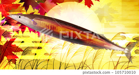 Autumn saury taste autumn leaves background 105710010