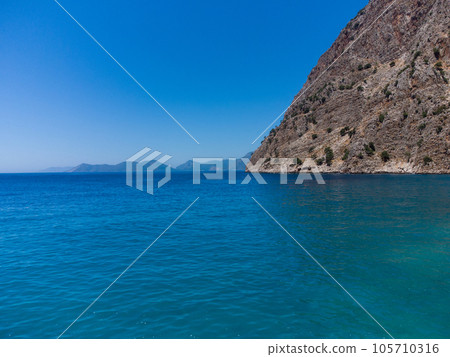 beautiful landscape on the sea, mountains 105710316