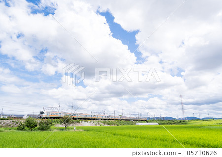 [Chuo Main Line] A local train running through the summer countryside 105710626