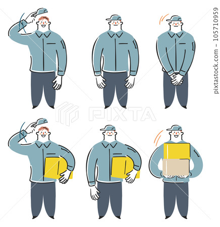 Male delivery company wearing a uniform set illustration material 105710959