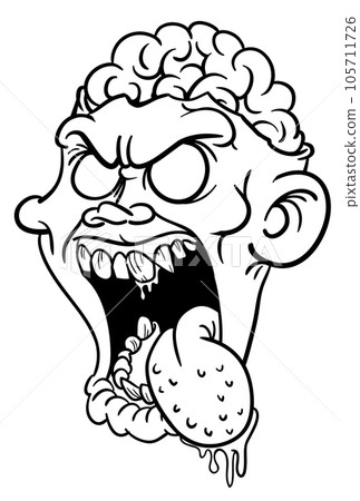 Cartoon funny zombie character design with scary face expression. Halloween vector Cartoon funny zombie character design with scary face expression. Halloween vector 105711726
