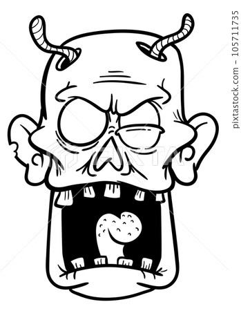 Cartoon funny zombie character design with scary face expression. Halloween vector 105711735