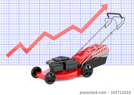Lawn mower with growing chart, 3D rendering 105712010
