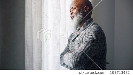 Depressed, sad and senior man in home with mourning and memory with mental health problem. Elderly male person, sorry and anxiety in a house feeling disappointed in retirement with grief and fail Depressed, sad and senior man in home with mourning and memory with mental health problem. Elderly male person, sorry and anxiety in a house feeling disappointed in retirement with grief and fail 105713482