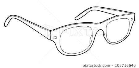 Horn-rimmed, Wayfarer frame glasses fashion accessory illustration. Sunglass 3-4 view for Men, women, unisex style, flat Horn-rimmed, Wayfarer frame glasses fashion accessory illustration. Sunglass 3-4 view for Men, women, unisex style, flat 105713646