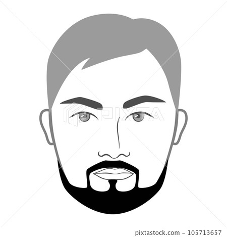 Extended Goatee Beard style men in face illustration Facial hair mustache. Vector grey black portrait male Fashion 105713657