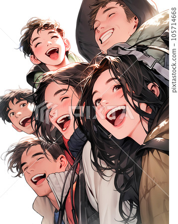 微笑的青年男女之友(白色背景) 微笑的青年男女之友(白色背景) 105714668